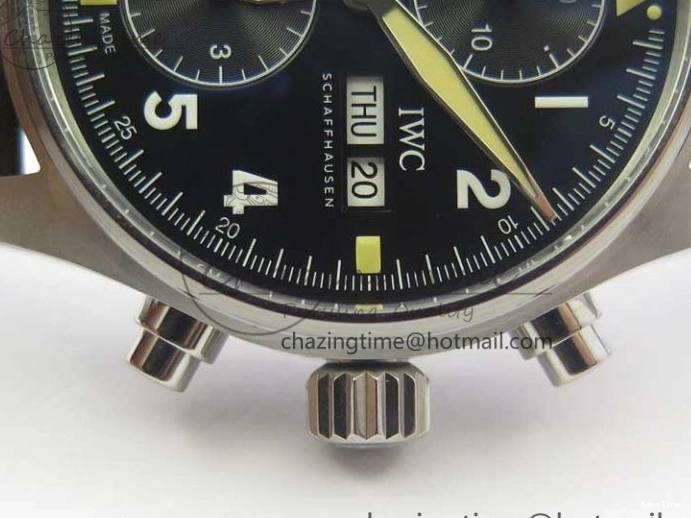 MIROTIME 0514 Pilot Chrono Spitfire IW387903 SS ZF 1:1 Best Edition Black Dial on Brown Leather Strap A OdorResistant 7127